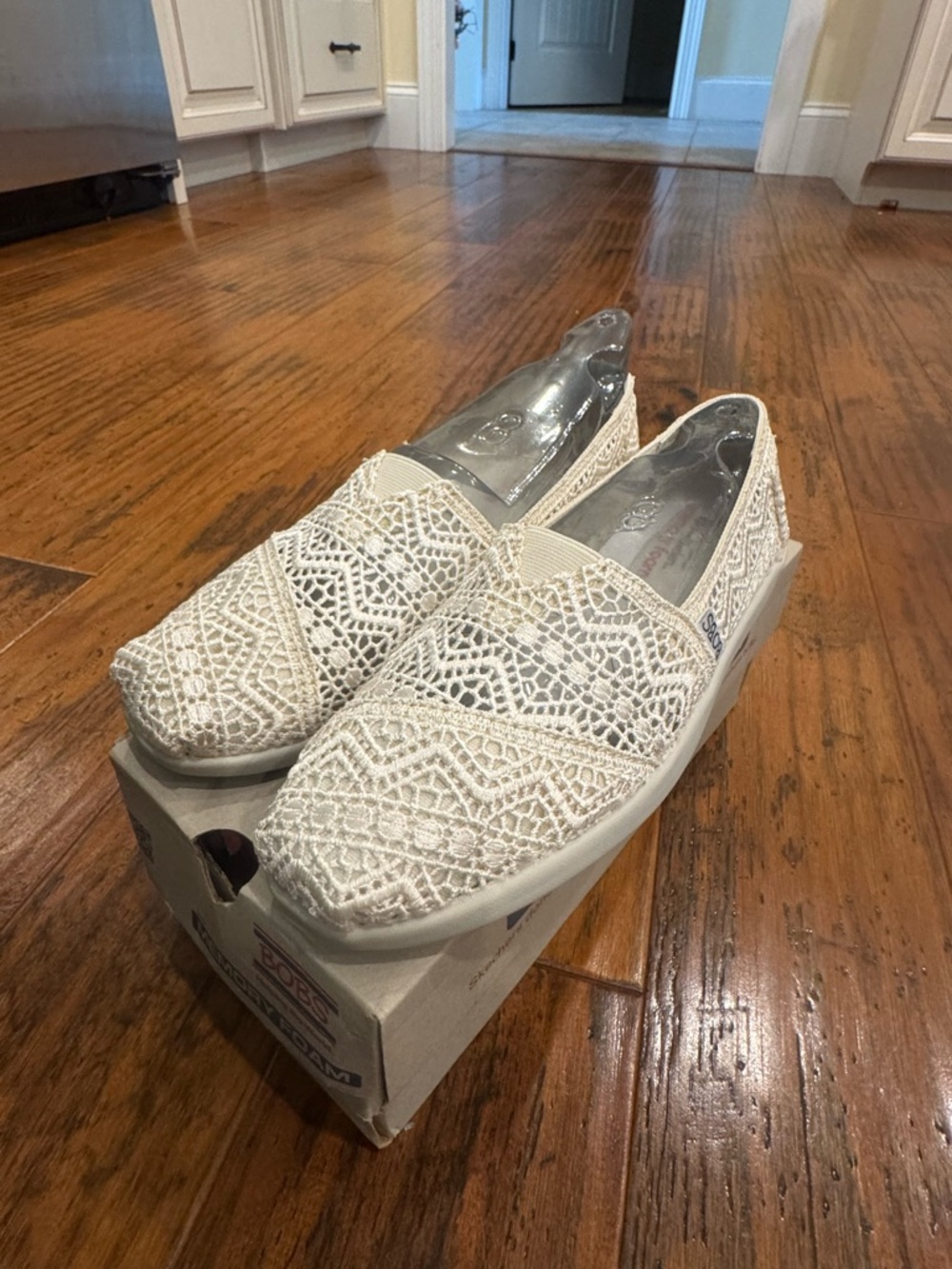 Skechers White Crochet Slip-On Loafers - Picture 2 of 7